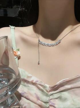 网红麦穗可调节锆石项链女时尚新款小众设计颈链气质高级感锁骨链