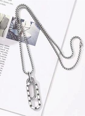 网红新款环环相扣毛衣链秋冬配饰长款项链女设计感卫衣链装饰挂件