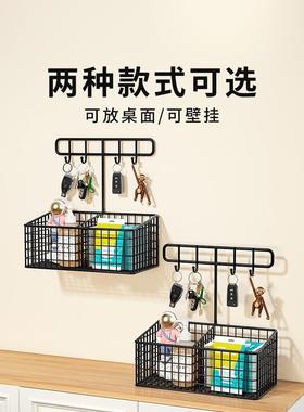 壁挂钥匙收纳摆件玄关门口放鞋柜上装客厅入户挂墙摆的收纳盒创意