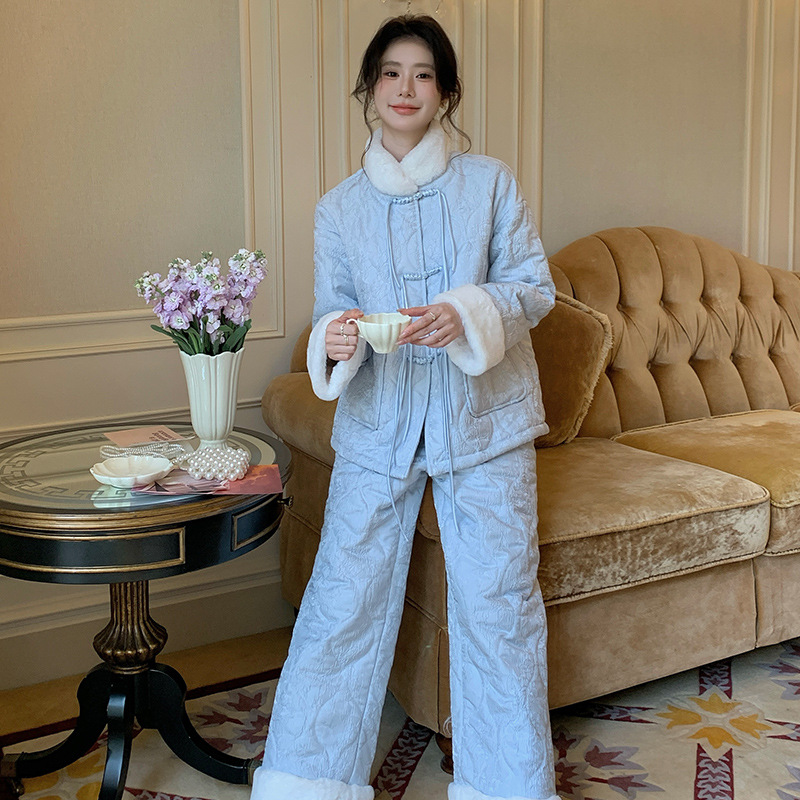 法式家居服套装女冬甜美公主