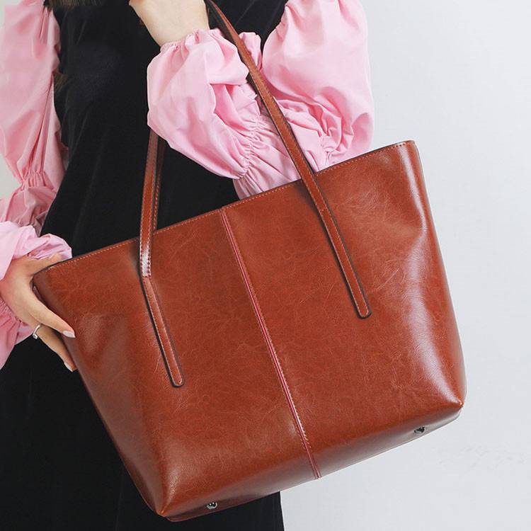 官方正品新款2025简约真皮女包欧美复古托特包牛皮手提单肩斜跨包