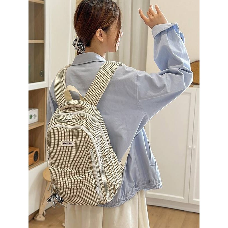 官方品牌书包女大学生韩版ins秋季小清新格子双肩包初高中生简约,箱包皮具/热销女包/男包,胸包,淘宝优惠券,粉丝福利购,淘宝优惠卷