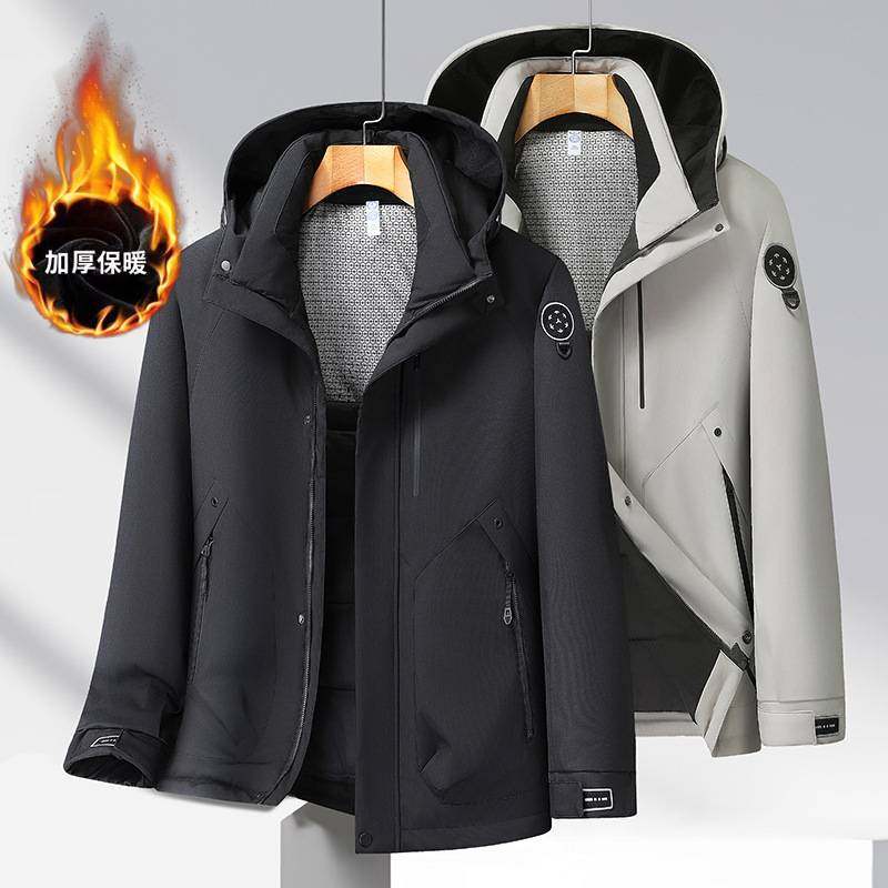 官方品牌2025年冬季新款男士加肥加大码时尚休闲立领连帽棉衣男加