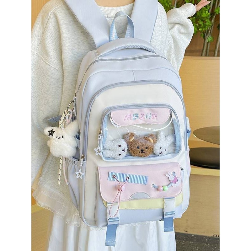 官方品牌书包初中生多巴胺吧唧痛包新款高颜值ins风撞色拼接多隔,箱包皮具/热销女包/男包,双肩背包,淘宝优惠券,粉丝福利购,淘宝优惠卷