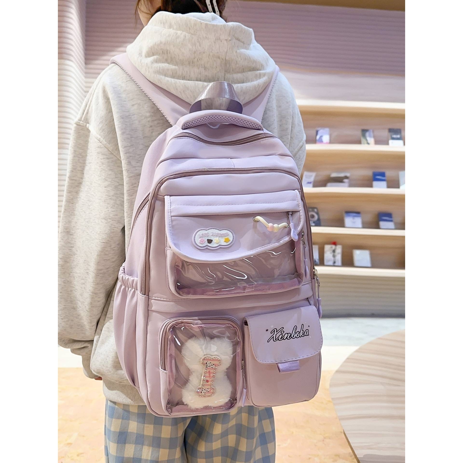 官方品牌书包日韩系ins多隔层中小学生背包新款高颜值可爱透明痛,箱包皮具/热销女包/男包,双肩背包,淘宝优惠券,粉丝福利购,淘宝优惠卷