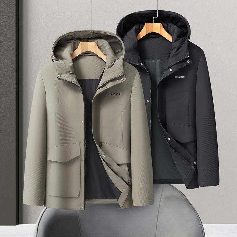 官方品牌2025年冬季新款男士加肥加大码时尚休闲中长款连帽羽绒服