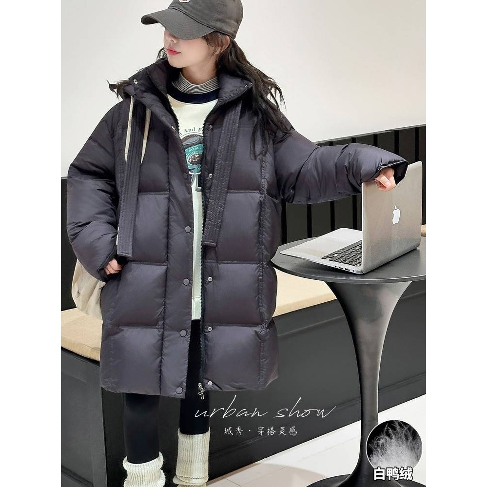 官方品牌女童中长款羽绒服女大童时尚冬装2025冬季新款保暖洋气白