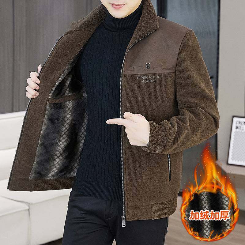 官方品牌2025秋冬季新款立领加绒工装夹克男士青中年休闲百搭时尚