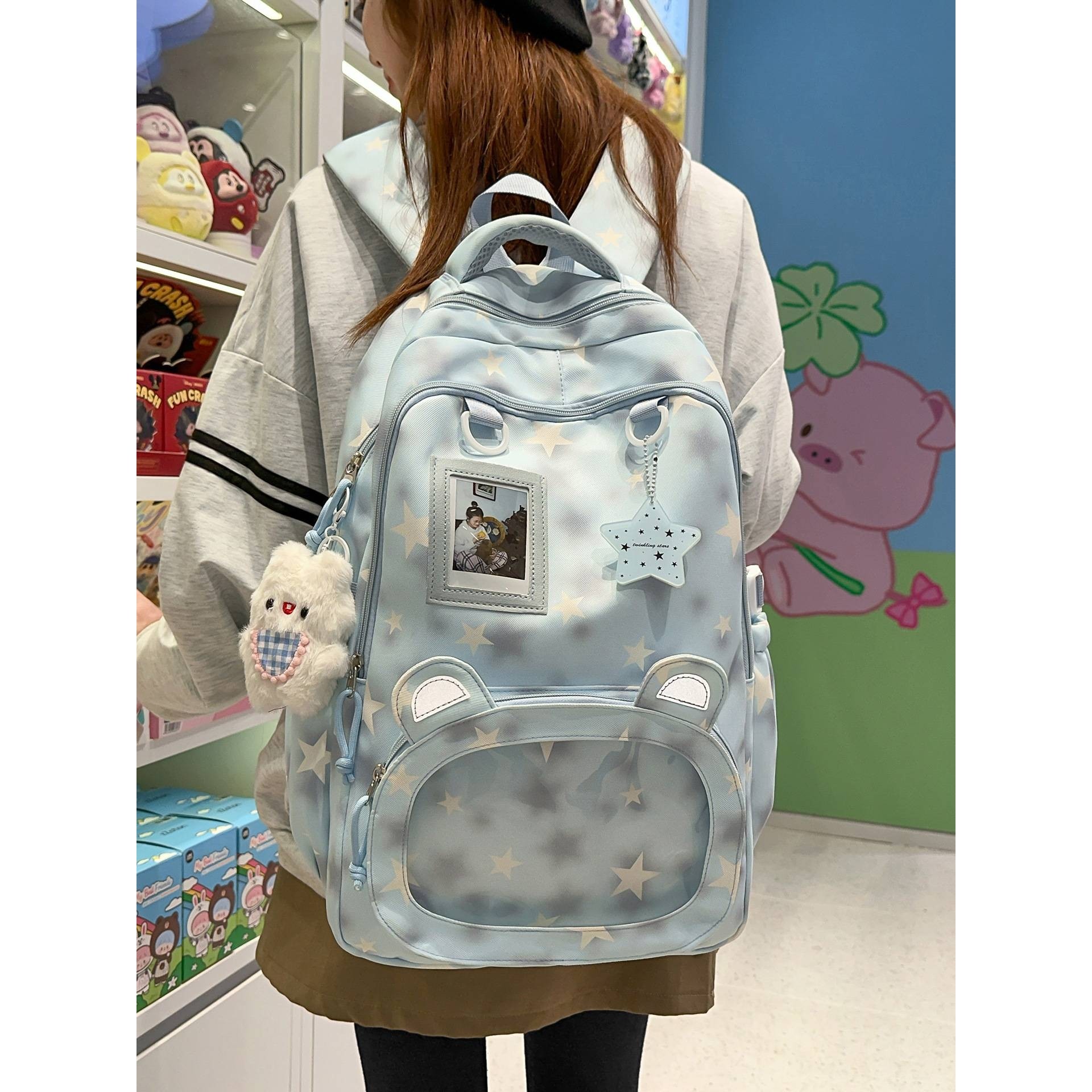 官方品牌韩版ins新款高颜值清新甜美可爱星星吧唧痛包初高中生双,箱包皮具/热销女包/男包,双肩背包,淘宝优惠券,粉丝福利购,淘宝优惠卷