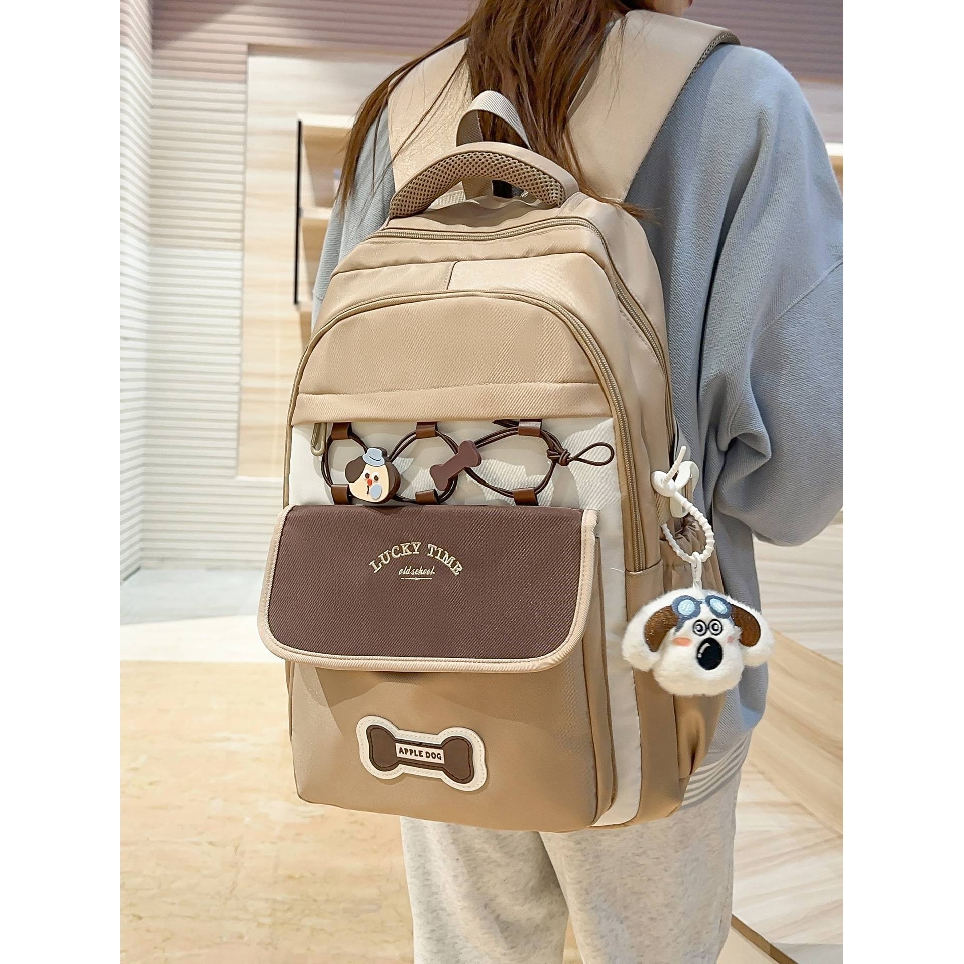 官方品牌奶茶色日系学院风书包女百搭撞色大容量双肩包初中女高中,箱包皮具/热销女包/男包,双肩背包,淘宝优惠券,粉丝福利购,淘宝优惠卷