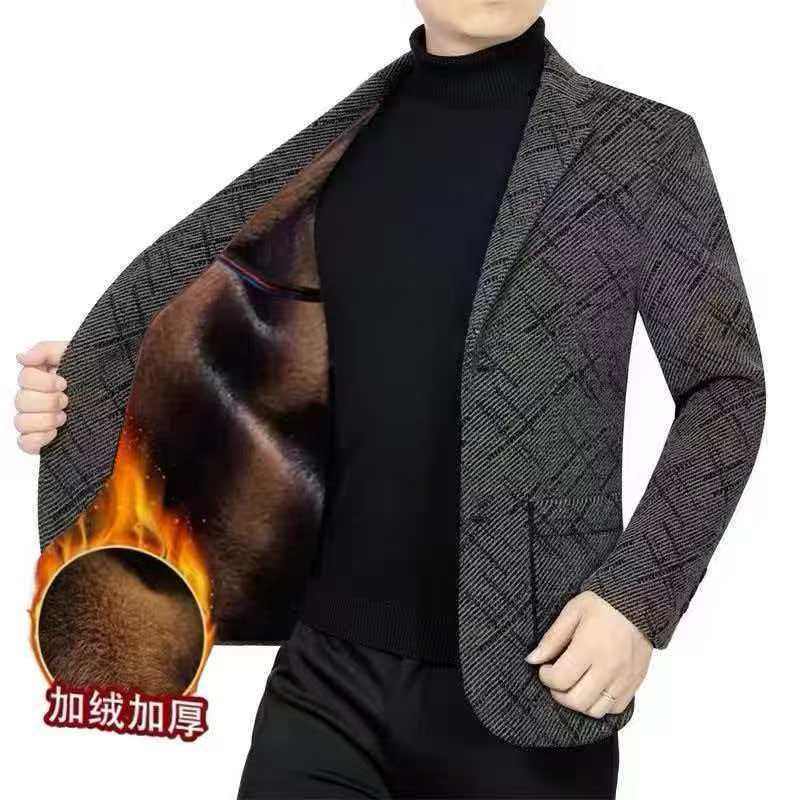 官方品牌男士休闲西装外套中青年时尚雪尼尔西装秋冬季新款时尚宽