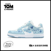 汤姆猫鞋 子男蓝色涂鸦板鞋 2026情侣款 会说话 厚底增高休闲运动鞋