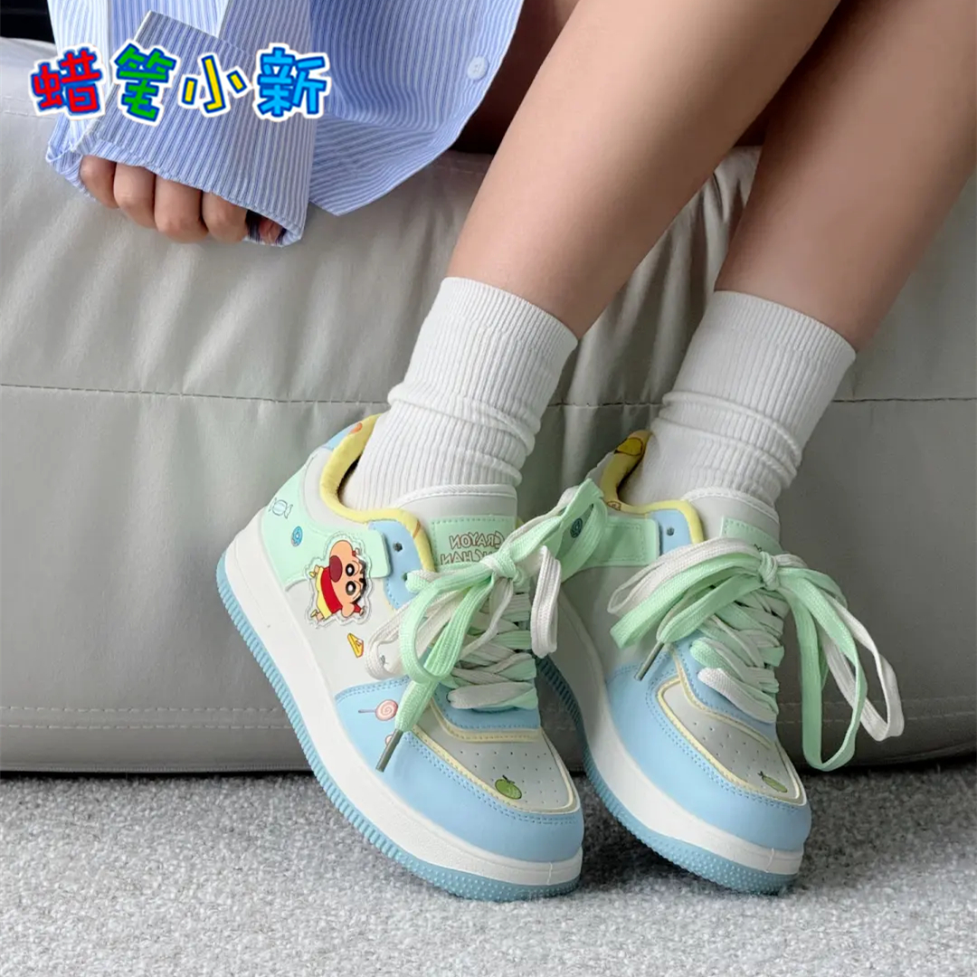 蜡笔小新糖果色板鞋女2025新款夏季学生增高厚底潮百搭韩版小白鞋