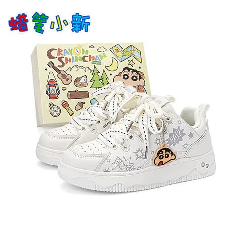 蜡笔小新情侣小白鞋板鞋男面包鞋