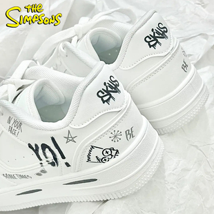 The Simpsons辛普森一家情侣板鞋夏季原创涂鸦街头爆款小白鞋板鞋