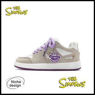 The Simpsons辛普森鞋子男灰紫多巴胺面包板鞋春季情侣休闲厚底鞋