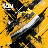 汤姆猫潮牌情侣男板鞋 初中学生面包鞋 2025冬季 增高黄色休闲运动鞋