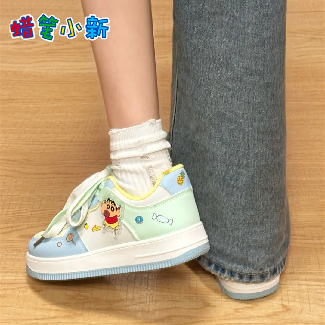 蜡笔小新糖果配色时尚休闲女鞋透气夏季2025情侣韩版学生运动板鞋