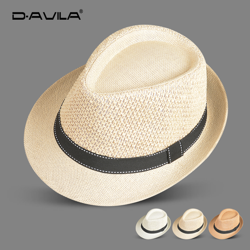 新款草编小礼帽男韩版潮遮阳透气草帽英伦复古爵士帽绅士帽防晒帽