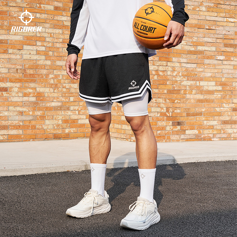 准者竞技针织五分裤夏季新款男女篮球裤叠穿运动跑步健身透气短裤
