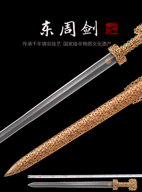 龙泉精师东周剑纯铜陨铁剑手工纯陨铁折叠锻打一体宝剑收藏未开刃