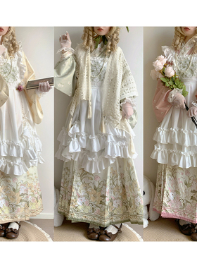 九御华裳原创汉洋折衷明制交领琵琶袖加绒斗篷马面罩裙洛丽塔秋冬