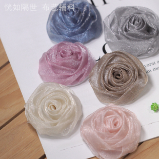 鞋 一朵 輔料裝 亮紗玫瑰 飾頭飾胸花 3元 服裝 花直徑5厘米