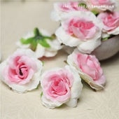 迷你小月季 粉色渐变 4元 绢布假花 6枚 直径4CM