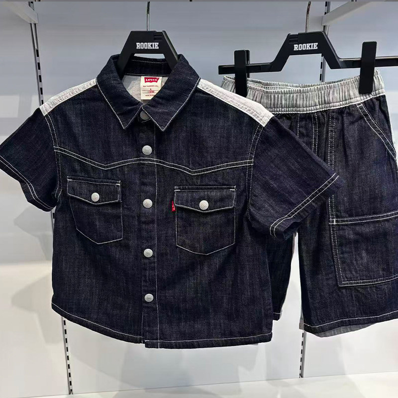 Levi's李维斯26男女童柔软透气舒适薄款牛仔翻领衬衫LV2622429