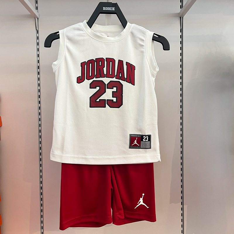 Jordan乔丹童装24夏季男女童运动篮球速干背心短裤套装JD2422048
