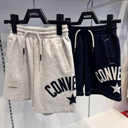 CONVERSE匡威26年夏高端款男女童时尚明线针织棉短裤CV2622500