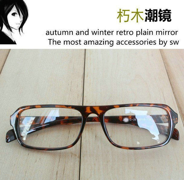 豹纹韩版个性平光镜男女复古眼镜架陈冠希板材复古眼镜框精工