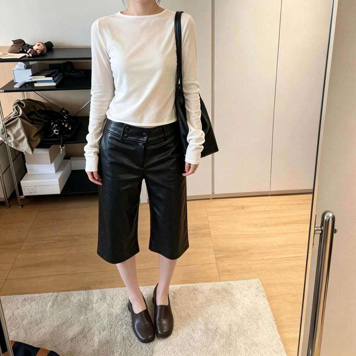Lastdne韩系复古皮裤女黑