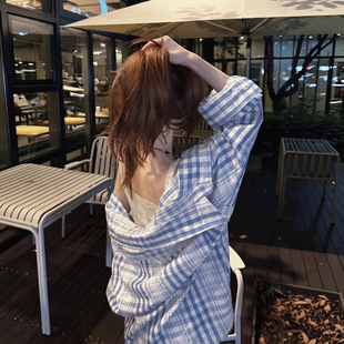 女薄款 Last danse美式 复古格子衬衫 衬衣外套 夏慵懒风宽松防晒长袖
