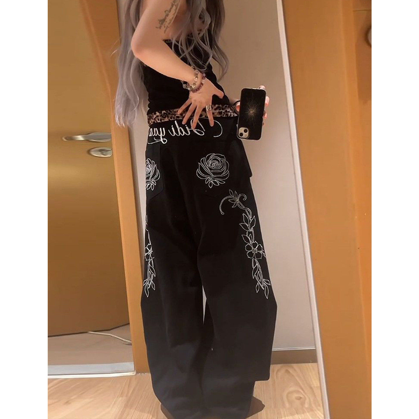 Lastdne韩系复古牛仔裤女