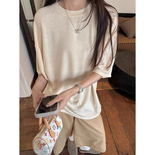 韩系纯色慵懒T恤女短袖夏宽松