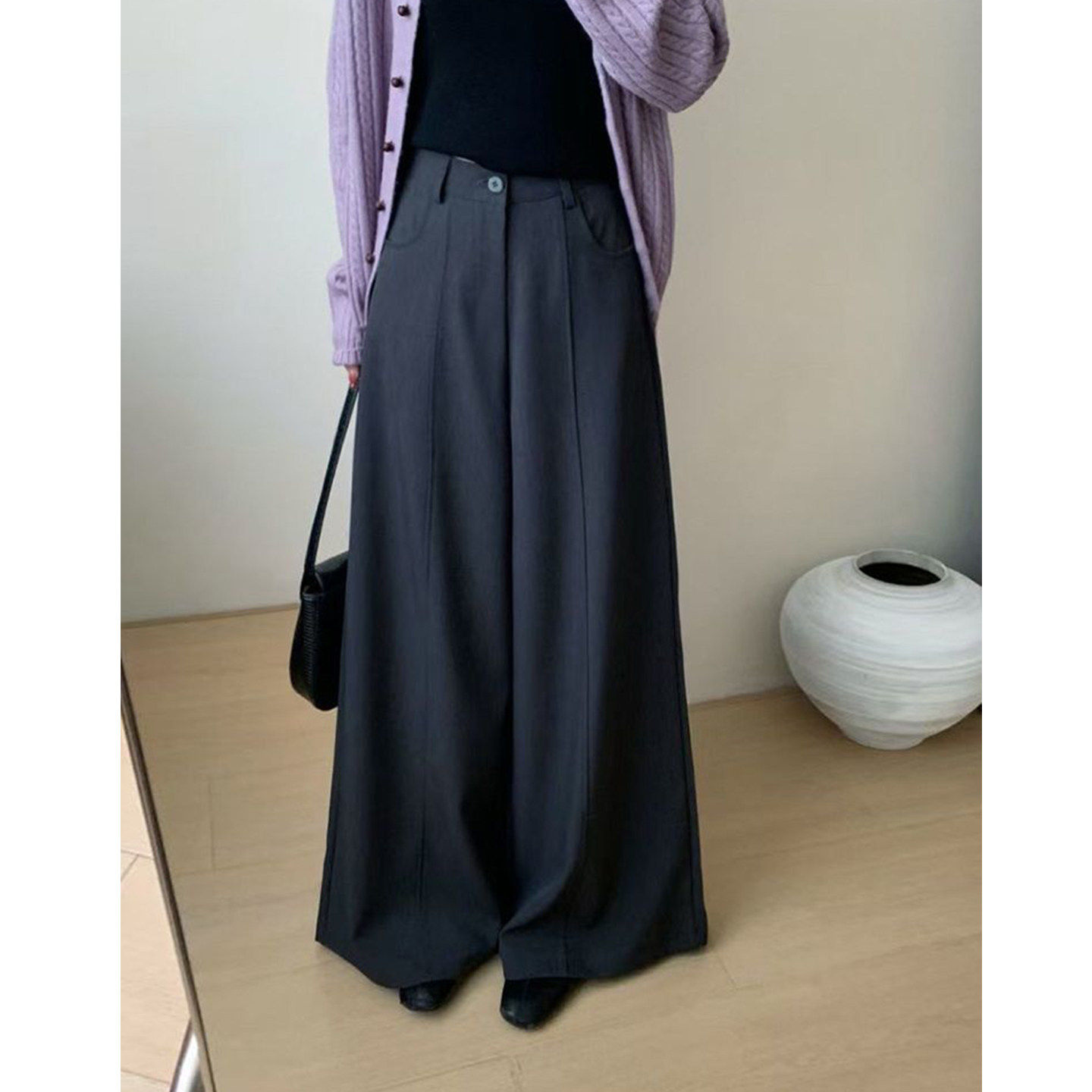 Lastdne韩系复古西裤女慵