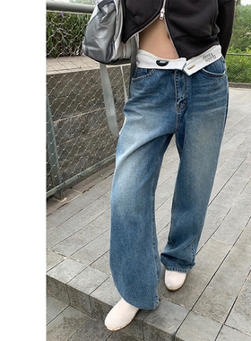 Last danse 低腰牛仔裤女2026春新款外翻宽松直筒美式拖地长裤子