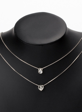 Last danse 合金项链女2025新款饰品多层爱心水滴吊坠复古锁骨链