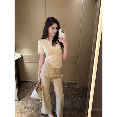 韩系高级感微喇休闲裤女2026新款