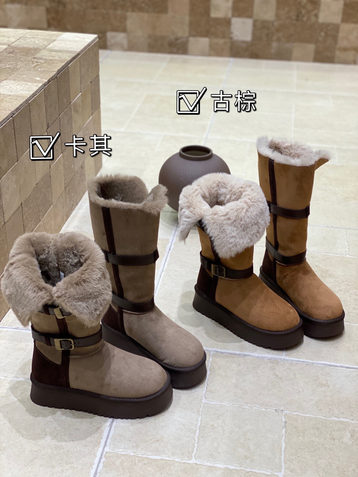 厚底雪地靴女2025新款冬季增高加绒加厚皮毛一体保暖棉鞋