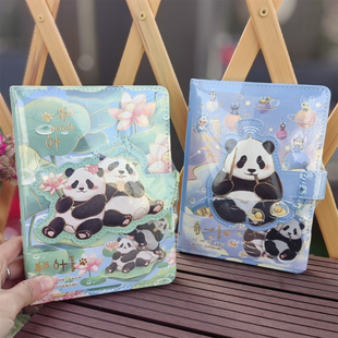 熊猫文创笔记本学生颜值手帐本软萌熊猫笔记本卡通日记本记事本子