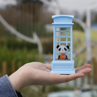 立体熊猫公仔摆件电话亭摆件家居饰品办公桌玩偶成都纪念品送友人