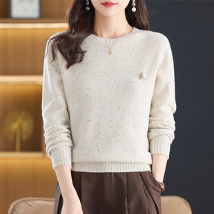 内搭休闲洋派显瘦小个子上衣服针织打底衫 100纯羊毛衫 毛衣秋冬装