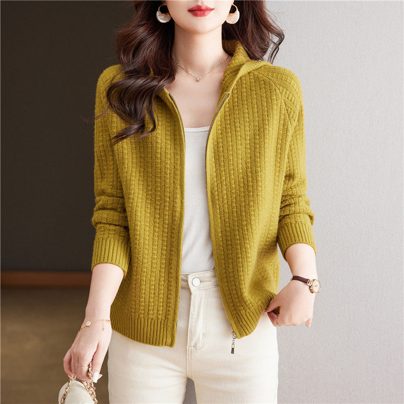 春秋爆款连帽棒球服外套女短款休闲夹克拉链卫衣宽松针织毛衣开衫