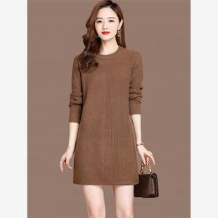 洋气打底衫 女士内搭中长款 针织连衣裙 低领毛衣秋冬新款 配大衣穿