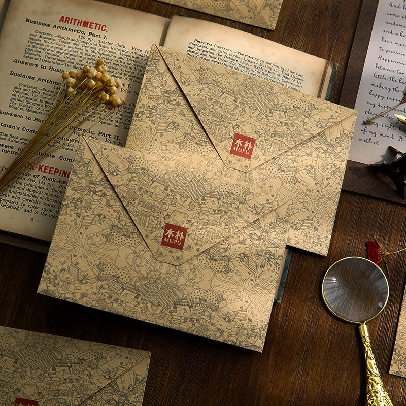 mupu牛皮纸木朴信封复古精致印刷情书贺卡小礼品定制古风高级感,文具电教/文化用品/商务用品,信封,淘宝优惠券,粉丝福利购,淘宝优惠卷