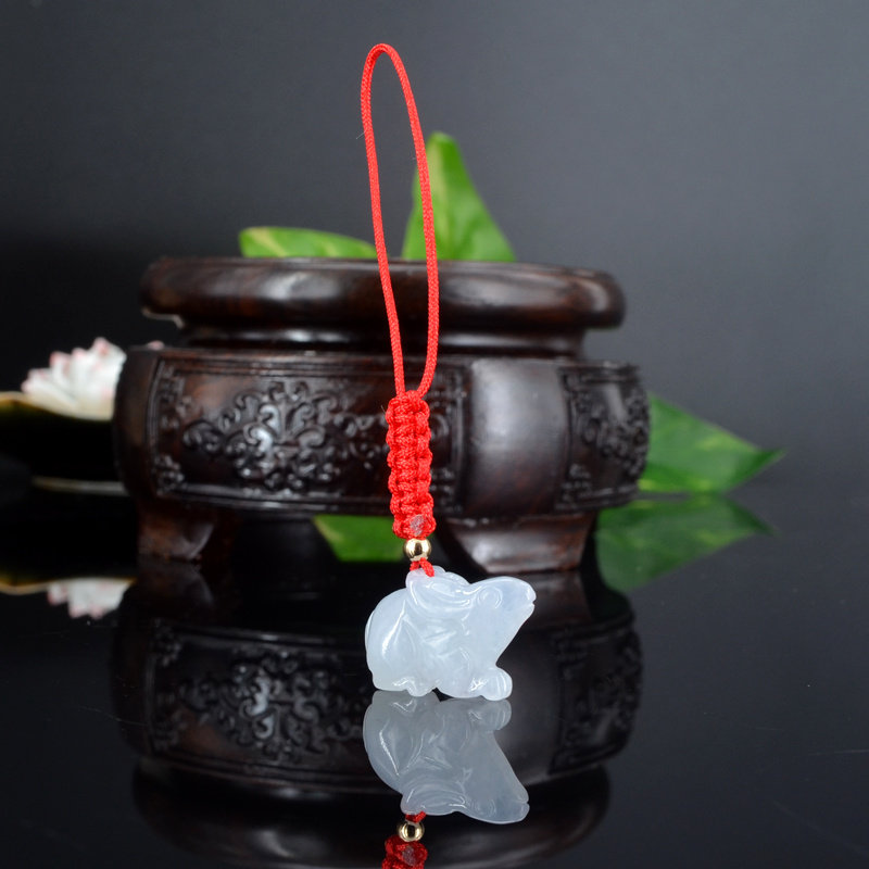 天然a货翡翠鼠手机挂件A货缅甸玉鼠吊坠立体生肖小老鼠钥匙扣415