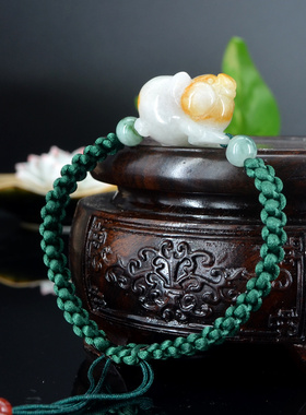 天然a货翡翠猪手链A货缅甸玉猪手串男女款立体生肖猪手链20413