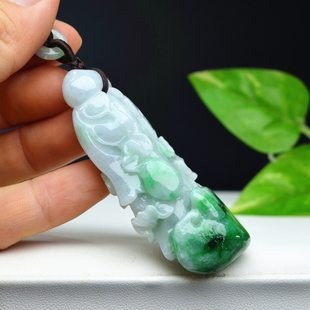 天然A货翡翠白菜挂件缅甸玉白菜吊坠遇百财挂坠男女款礼物带证书